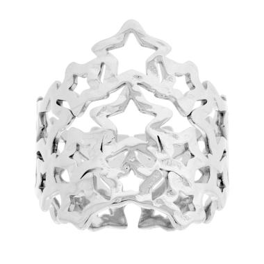 Anello Fascia con Stelle Martellate in ACCIAIO
