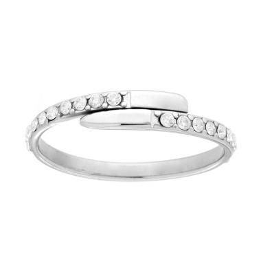 Anello Contrarie Veretta con Crystal Bianchi in ACCIAIO