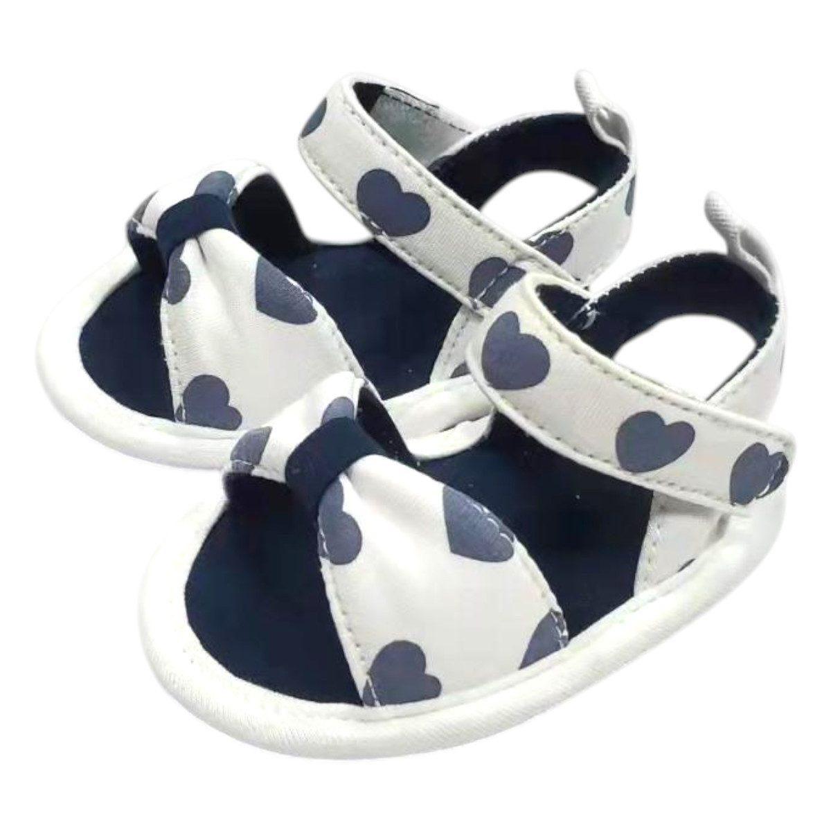 Scarpette sandalo in tela bimba con cuori Graziella