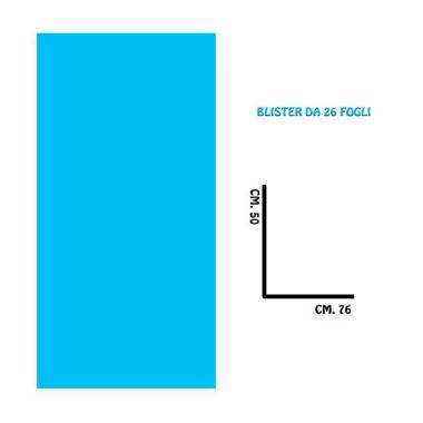 Carta velina f.to 50 x 76 colore turchese blister da 26 fogli gr.20
