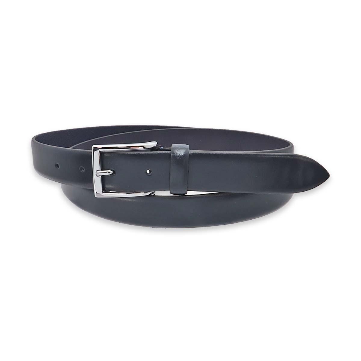 Cintura uomo made in italy in pelle box senza cuciture fibbia argento