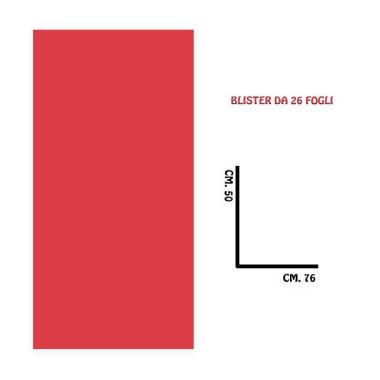 Carta velina f.to 50 x 76 colore rosso blister da 26 fogli gr.20