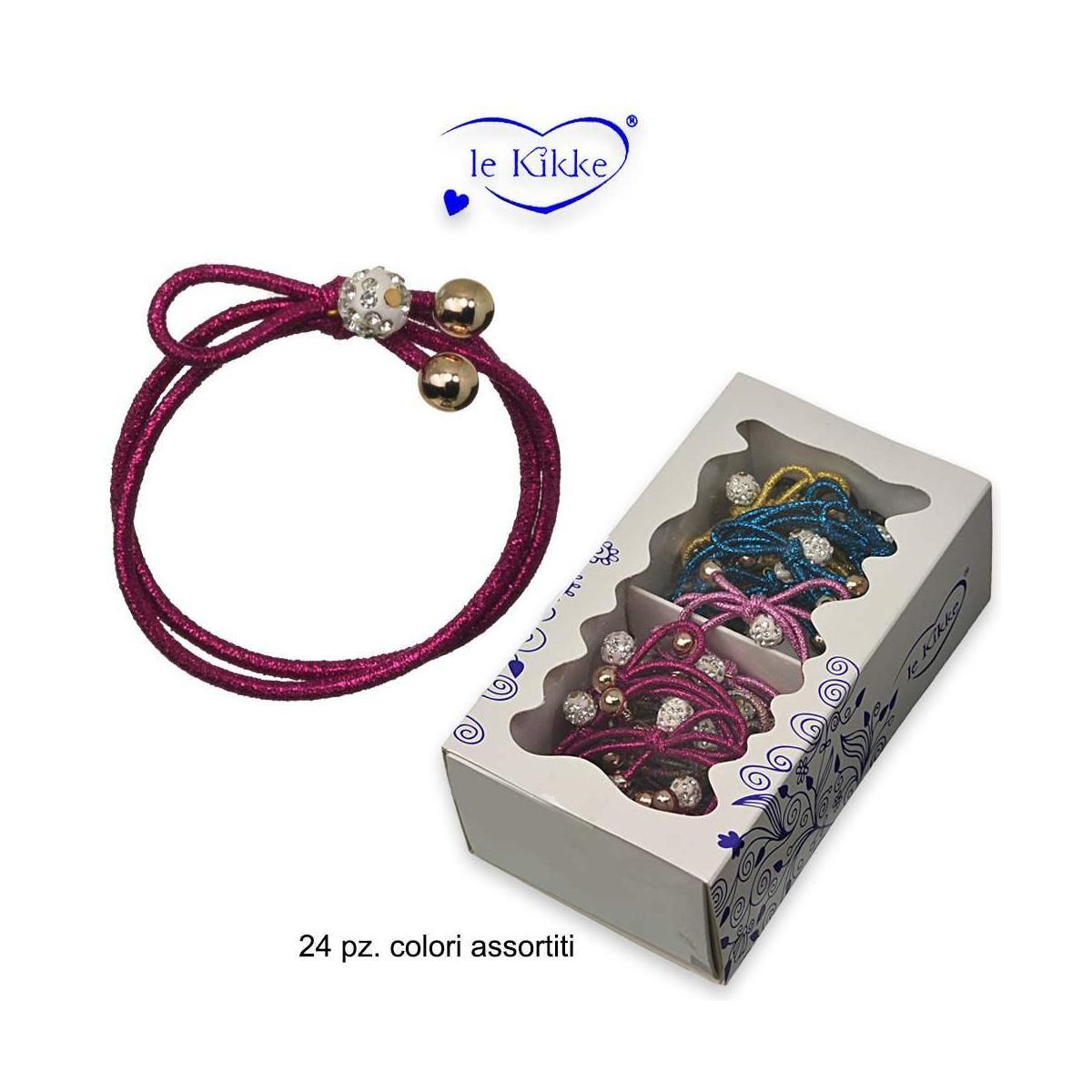 Elastico per capelli glitter con pietra e strass