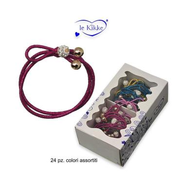 Elastico per capelli glitter con pietra e strass