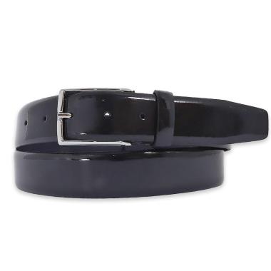 Cintura uomo made in italy in pelle vernice senza cuciture fibbia argento 35mm
