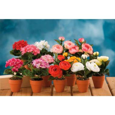 Vaso con fiori finti d.12xh.18 cm