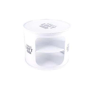 Tavolino tondo in ferro bianco stile industrial d60xh48 cm