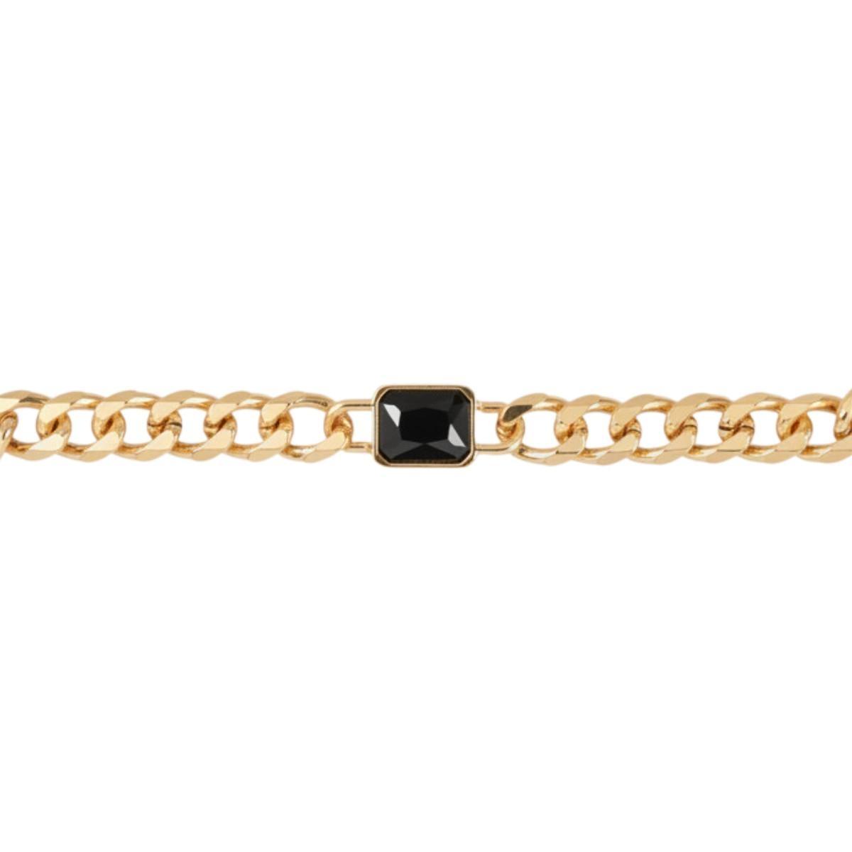 Bracciale donna con pietra nera e maglia dorata Romeo Gigli
