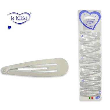 Fermaglio clic clac per capelli 7 cm in metallo bianco