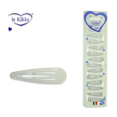 Fermaglio clic clac per capelli 5 cm in metallo bianco