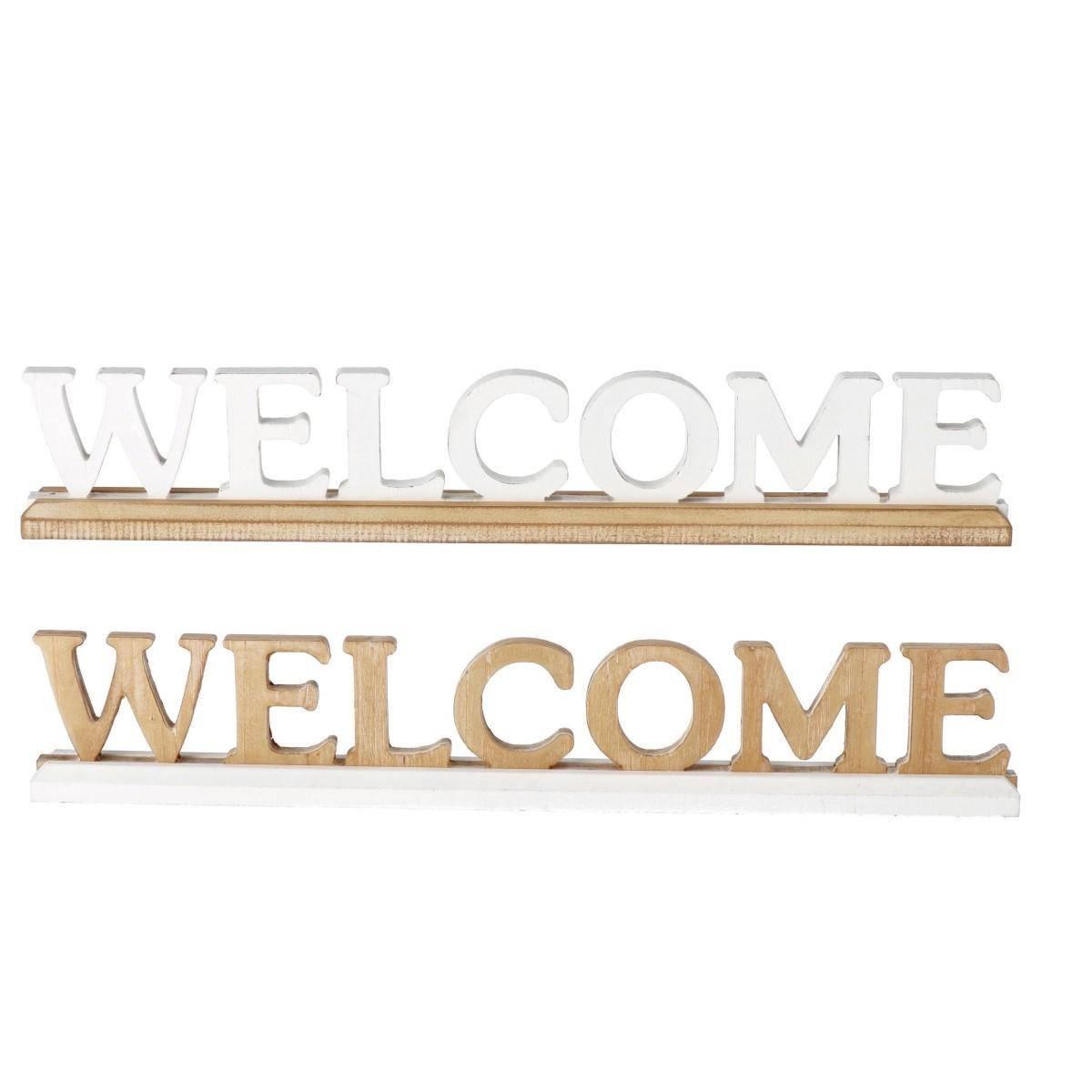 Decorazione in mdf con scritta Welcome 59,5x6xh.10cm