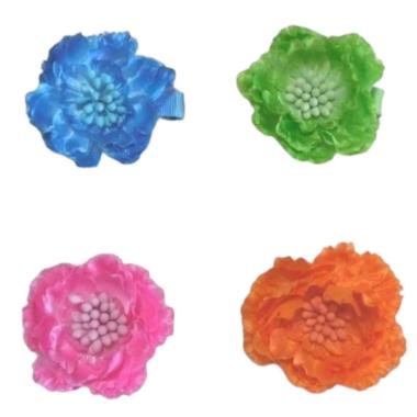 Becco per capelli in metallo con fiore colorato in poliestere senza nichel Lillà