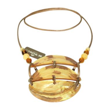Collana donna in corda, resina e madreperla