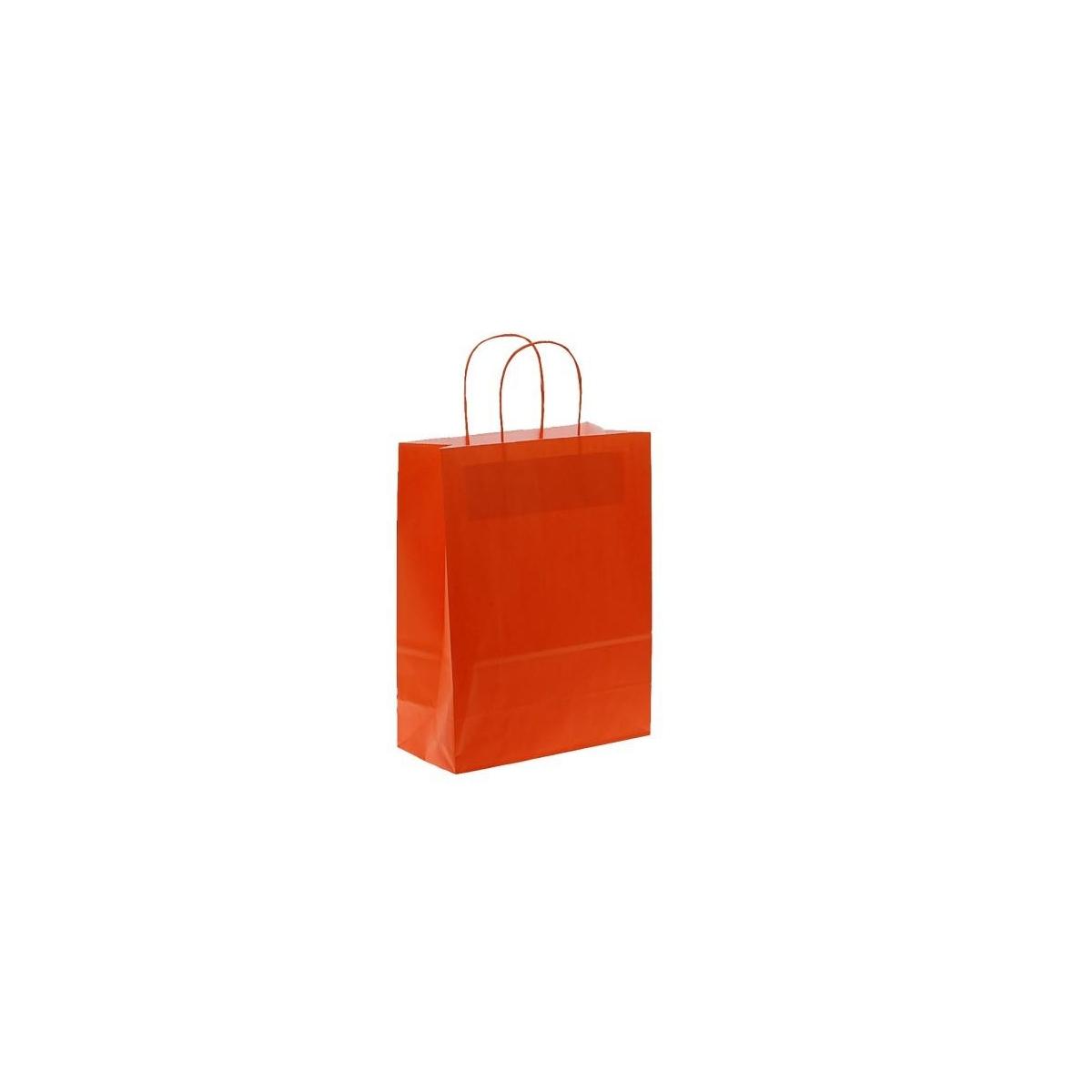 Shopper in carta colore arancione maniglia ritorta h.21,5 x l.14 x p.8,5 cm