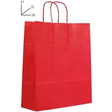 Shopper in carta h.41 x l.36 x p.12 cm colore rosso
