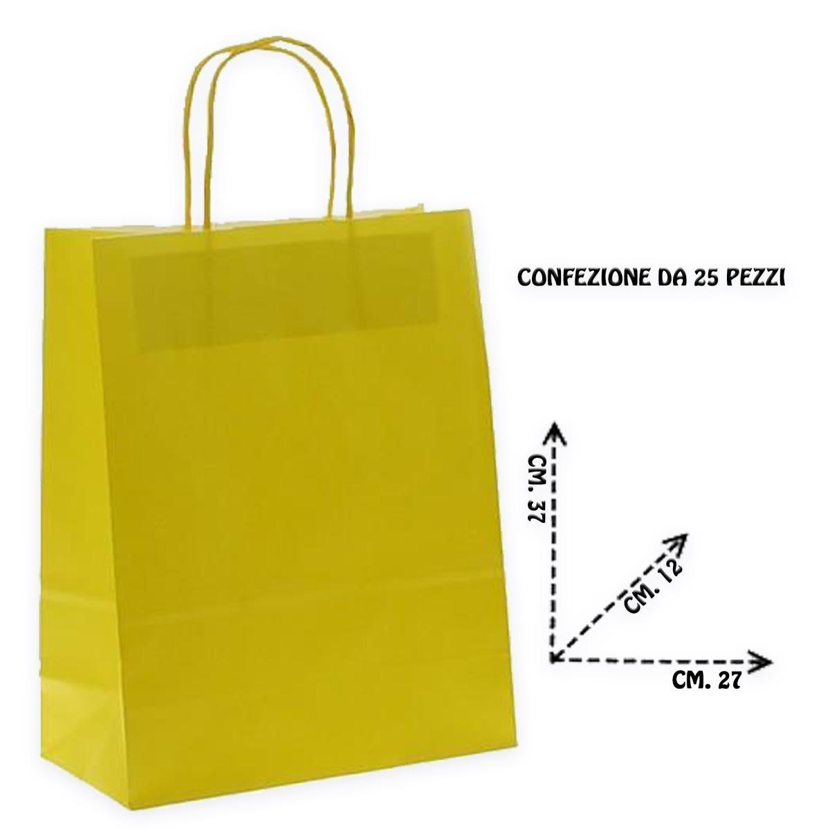 Shopper in carta colore giallo h.37 x l.27 x p.12 cm