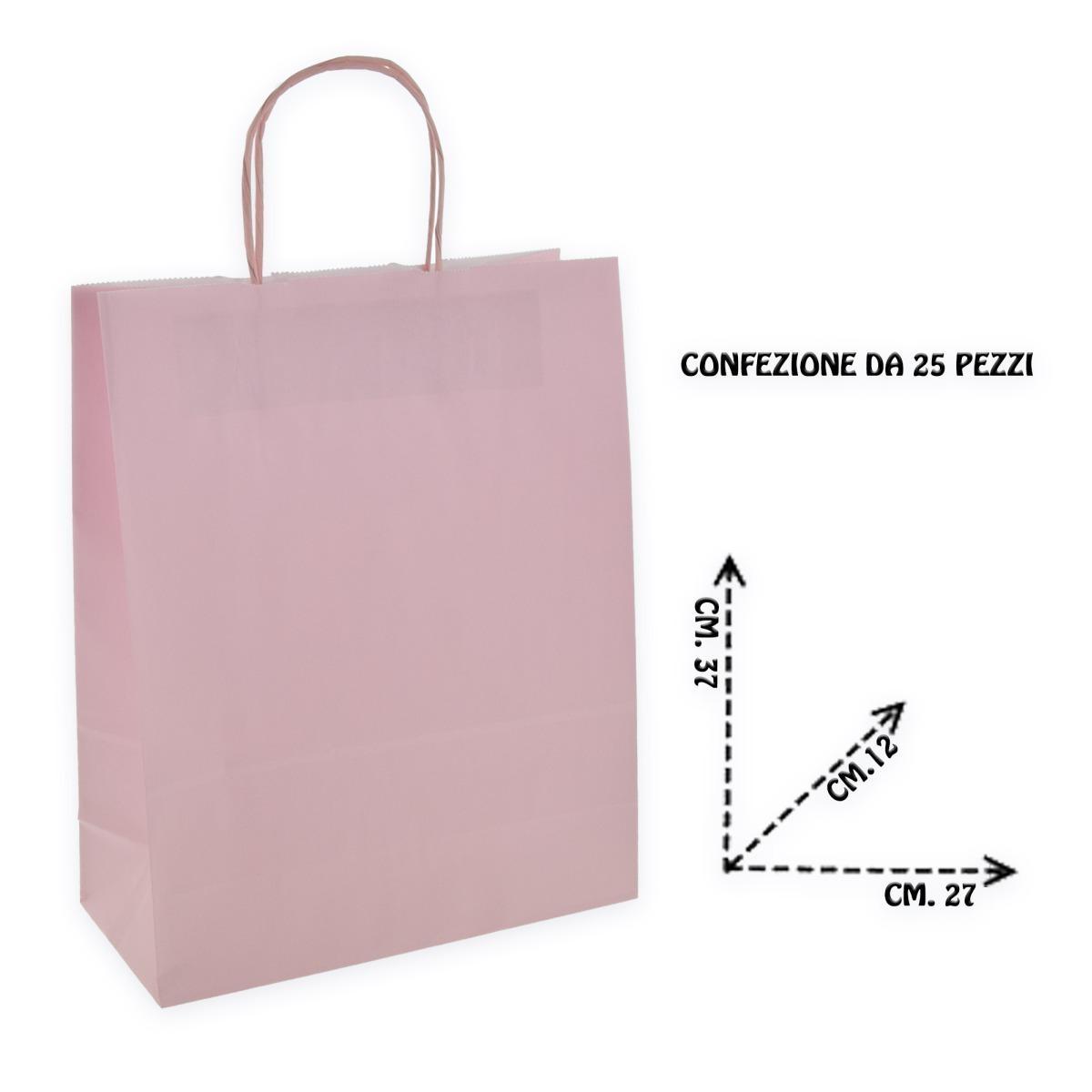 Shopper in carta colore rosa h.37 x l.27 x p.12 cm
