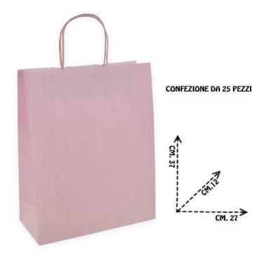 Shopper in carta colore rosa h.37 x l.27 x p.12 cm