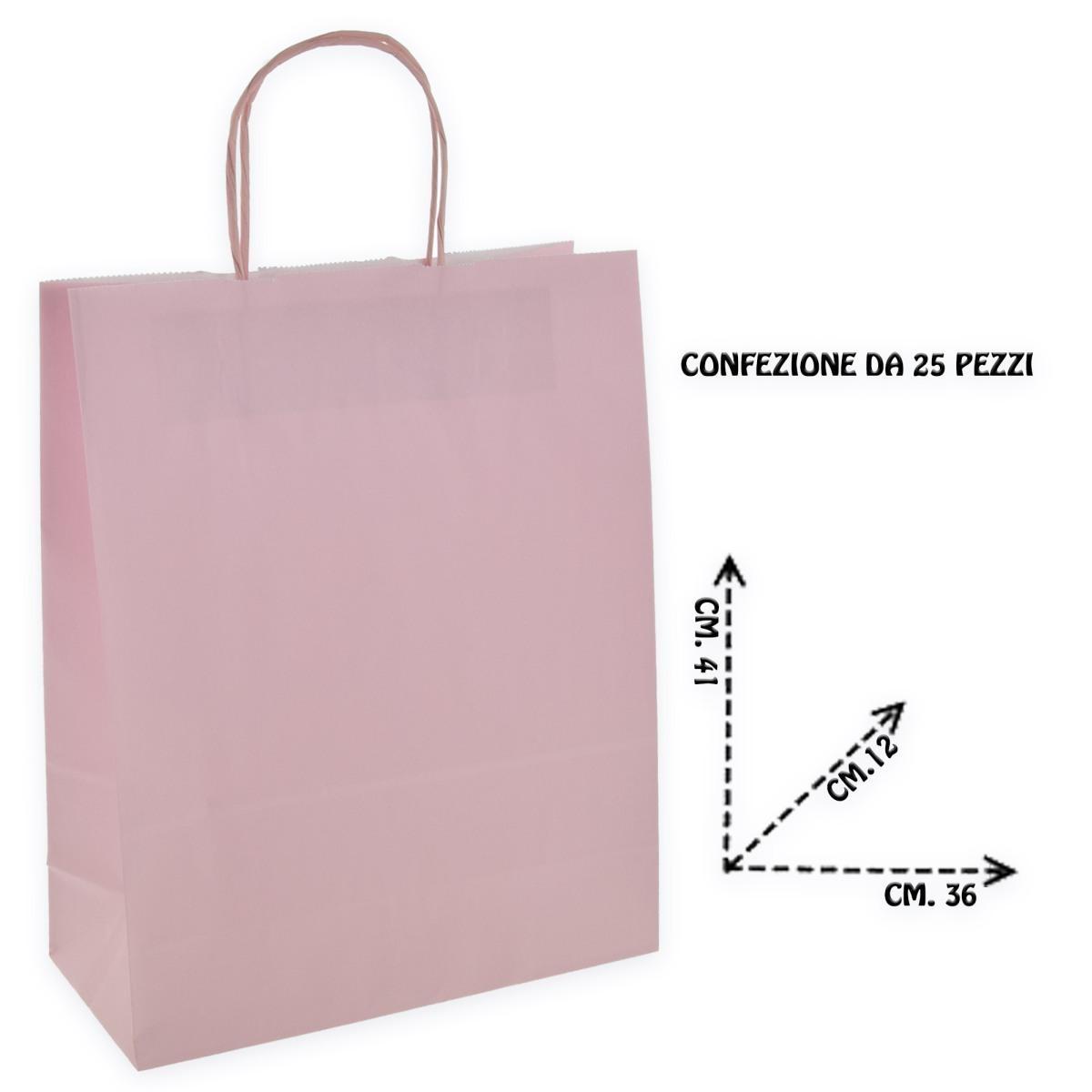 Shopper in carta colore rosa h.41 x l.36 x p.12 cm