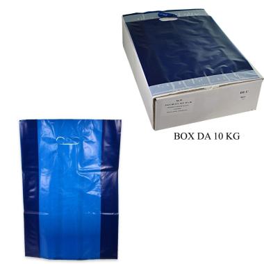 Shopper plastica manico fagiolo cm.21 x 30 x 5 colore blu