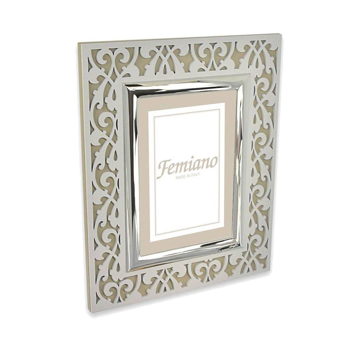 Cornice 20x25 traforato barocco bianco e tortora