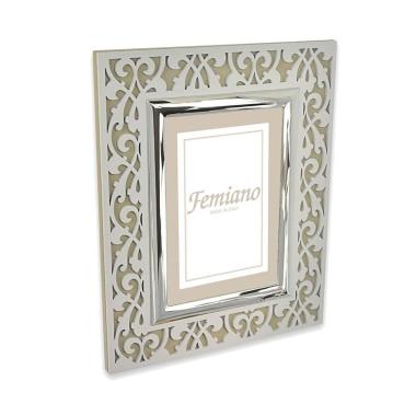 Cornice 20x25 traforato barocco bianco e tortora