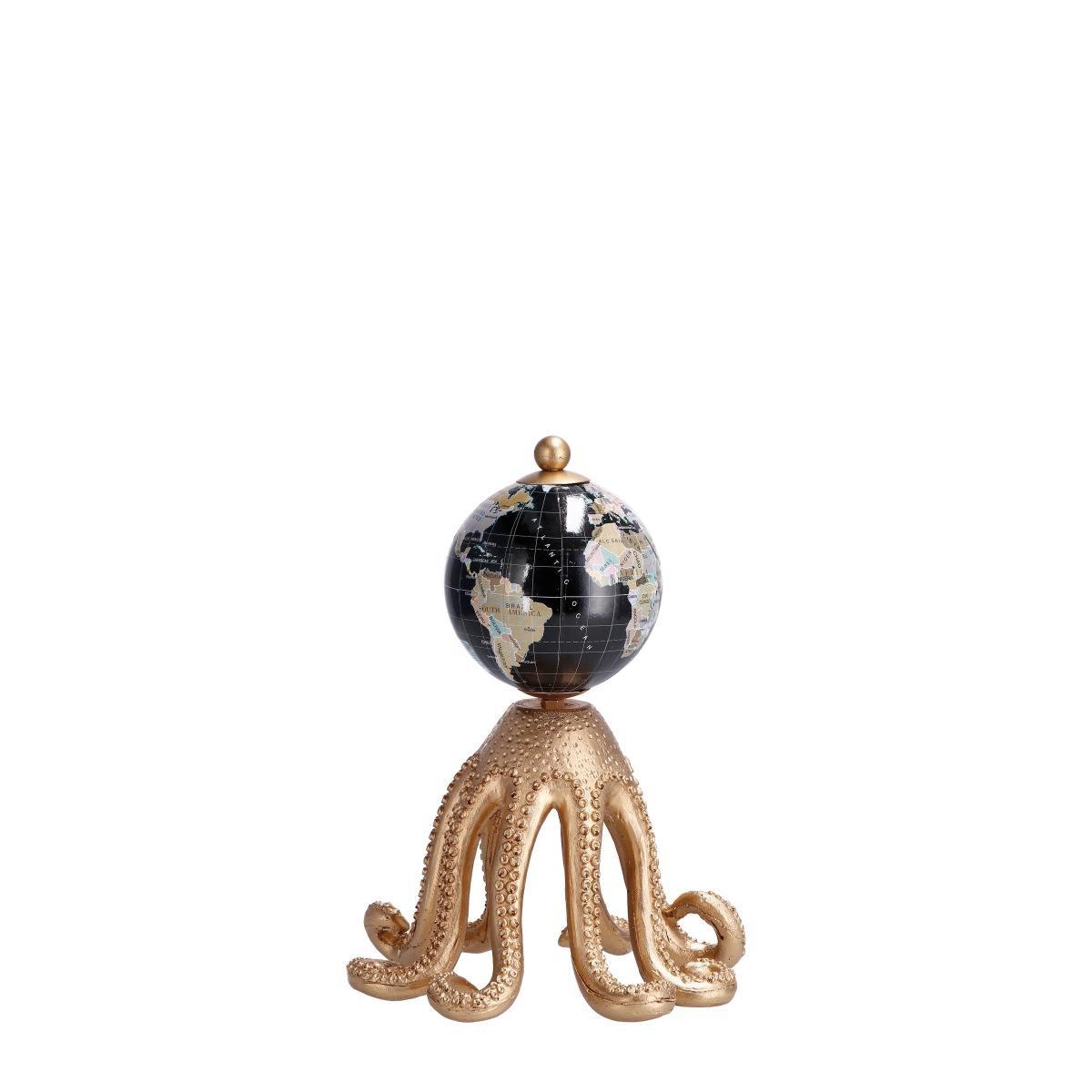 Decorazione in resina modello polpo con mappamondo d15,5 x h21,5 cm