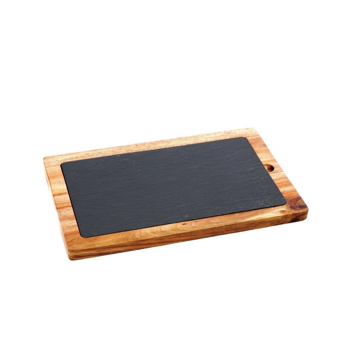 Tagliere rettangolare in ardesia e legno 30 x 20 cm