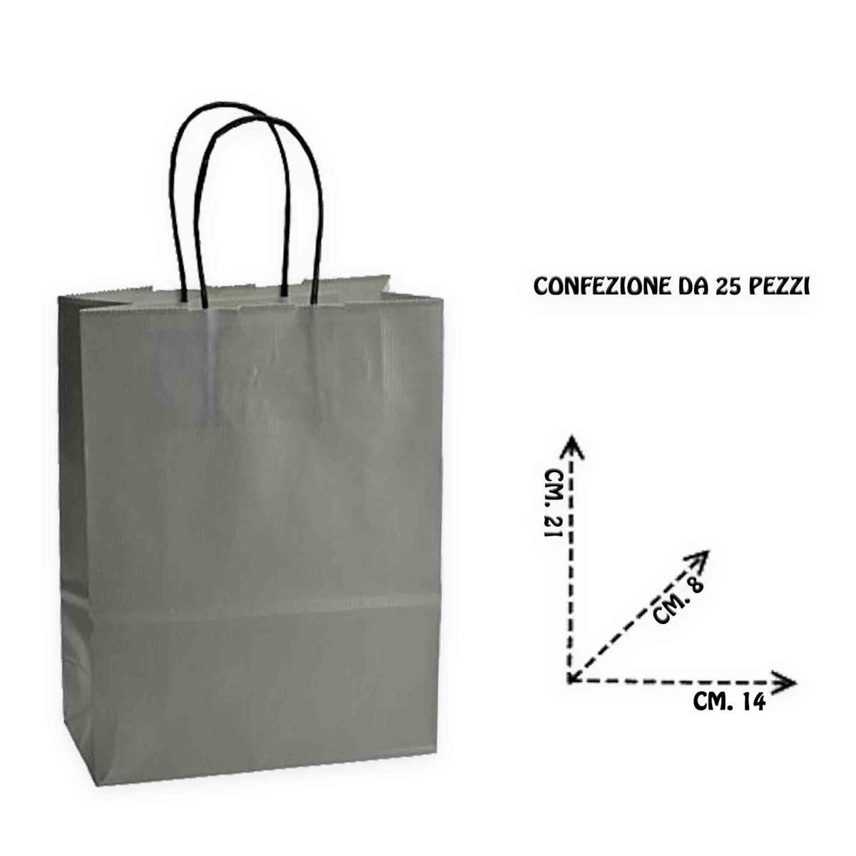 Shopper in carta h.21 x l.14 x p.8 cm colore grigio