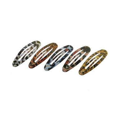 Fermaglio clic clac per capelli ovale fantasia animalier