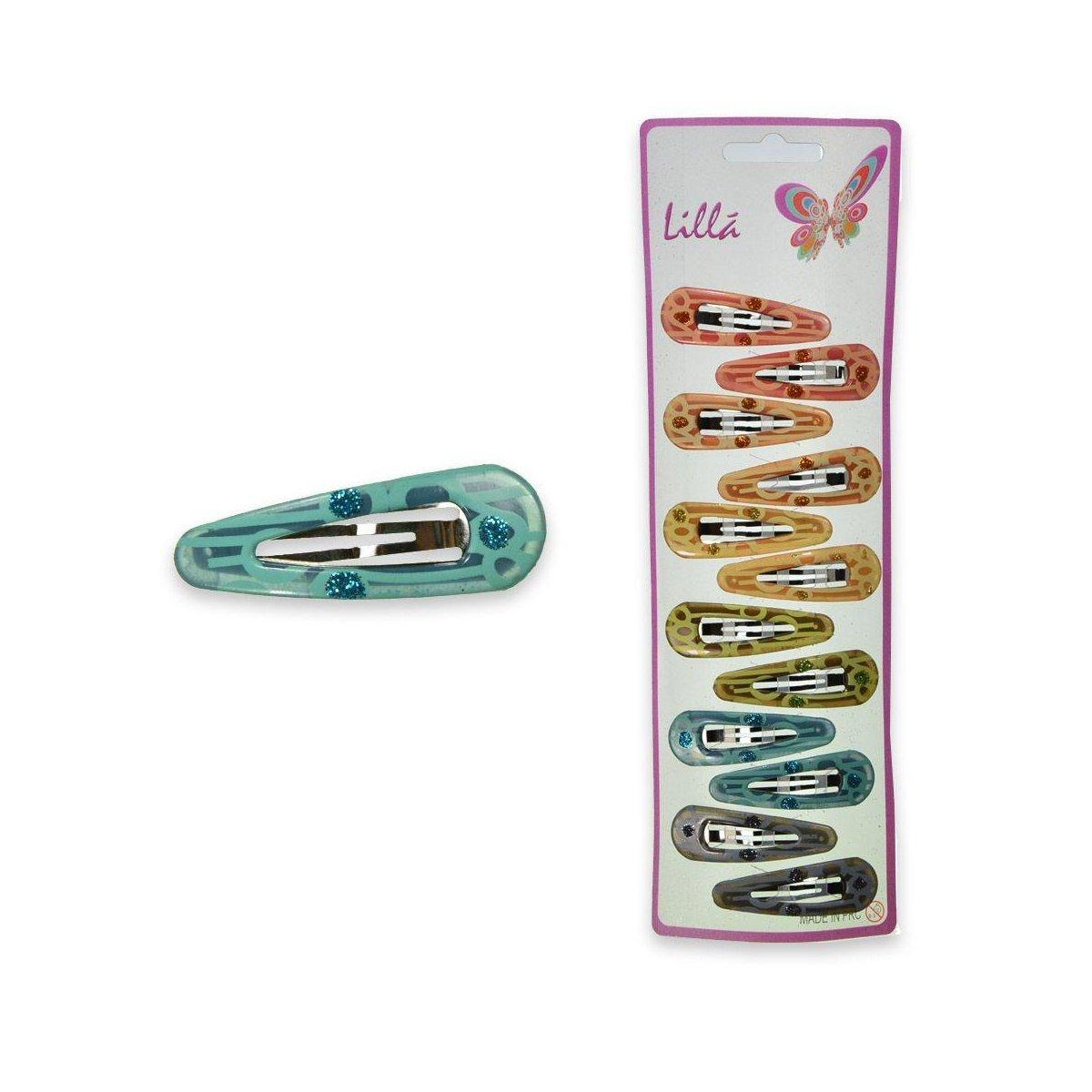 Fermaglio clic clac per capelli 5,5 cm ovale con glitter