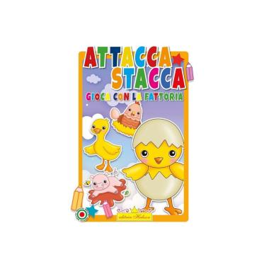 Libro da colorare attacca e stacca gioca con la fattoria