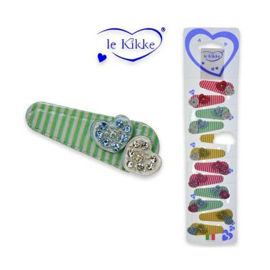 Fermaglio clic clac per capelli cuori con strass