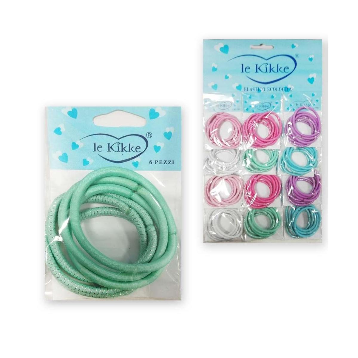 Elastici per capelli glitterati colori pastello in 12 card da 6 pezzi
