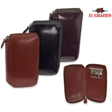 Portachiavi con cerniera con 6 gangi uomo in pelle  made in italy - el charro