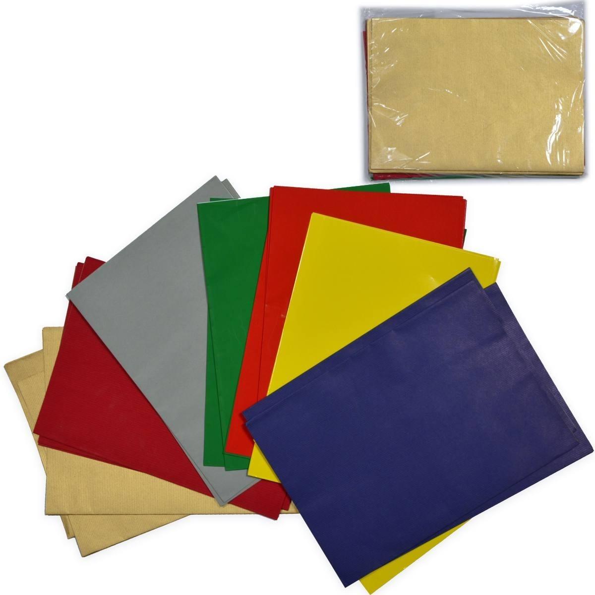 25 Fogli carta regalo monocolore assortiti 70 x 100 cm